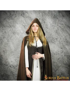 Cape Médiévale en Daim à Capuche - Marron ⚔️ Boutique Épées